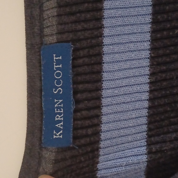 Karen Scott V-Neck Ribbed Striped Sweater - Picture 3 of 6